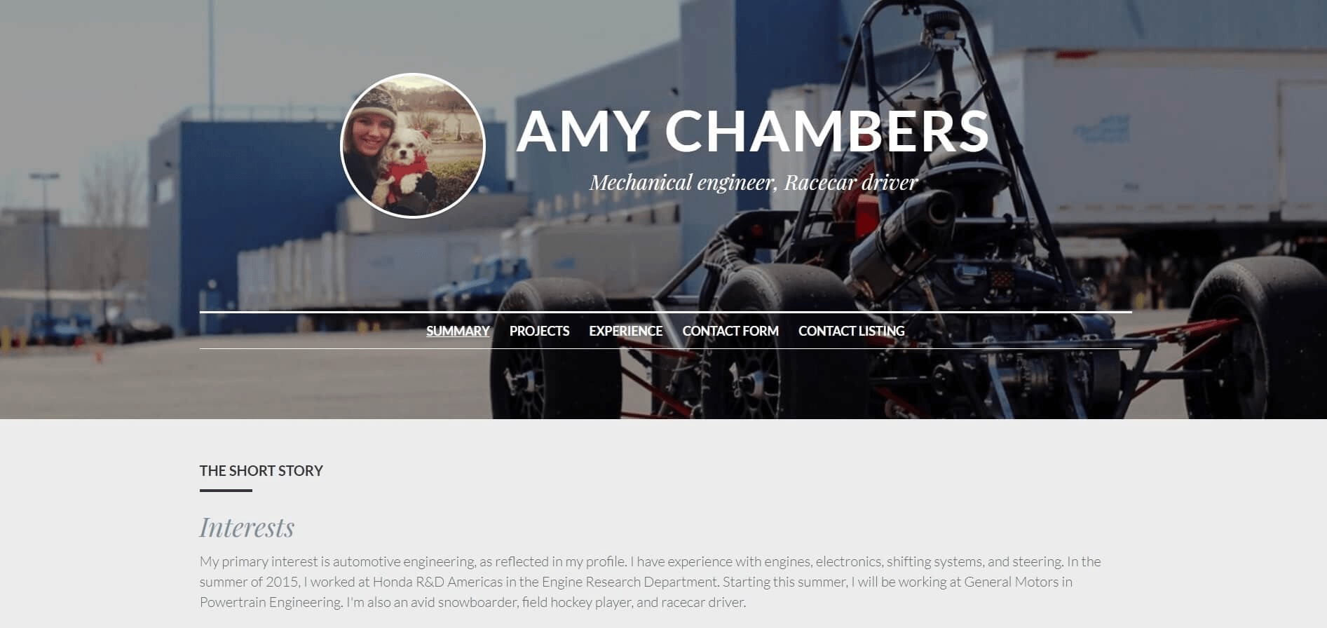 Strikingly用戶傳記實例一 Strikingly用戶傳記實例一